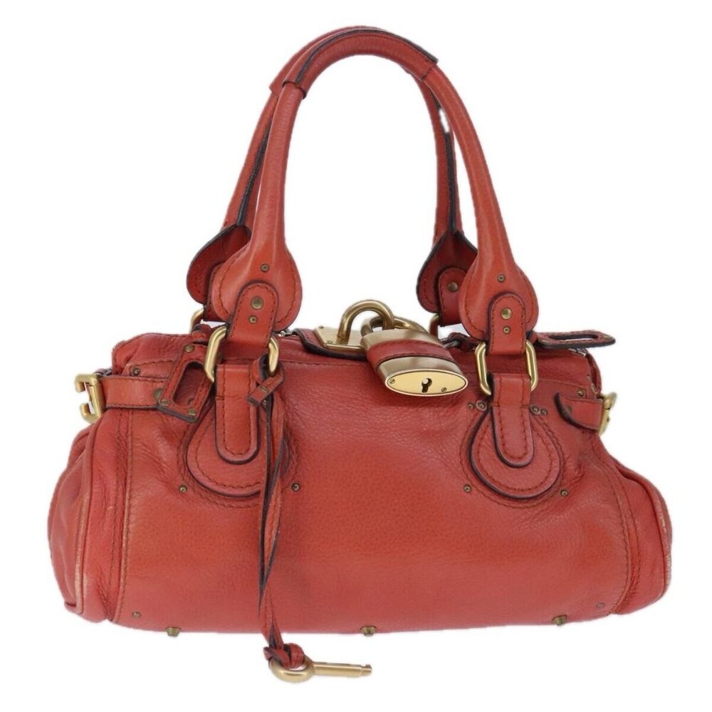 Chloe Paddington Hand Bag Leather Red Gold Silver Auth - Picture 2 of 16